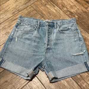 Agolde 90s Cutoff cuffed Denim Shorts distressed button fly high rise 29
